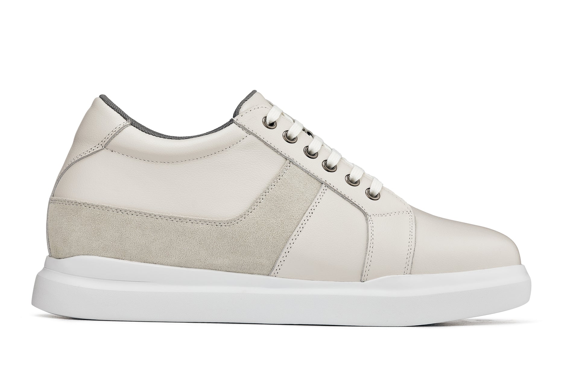 CALTO - K1531 - 3 Inches Taller (Off White) - Lightweight Leather Sneakers - WonderingCloth