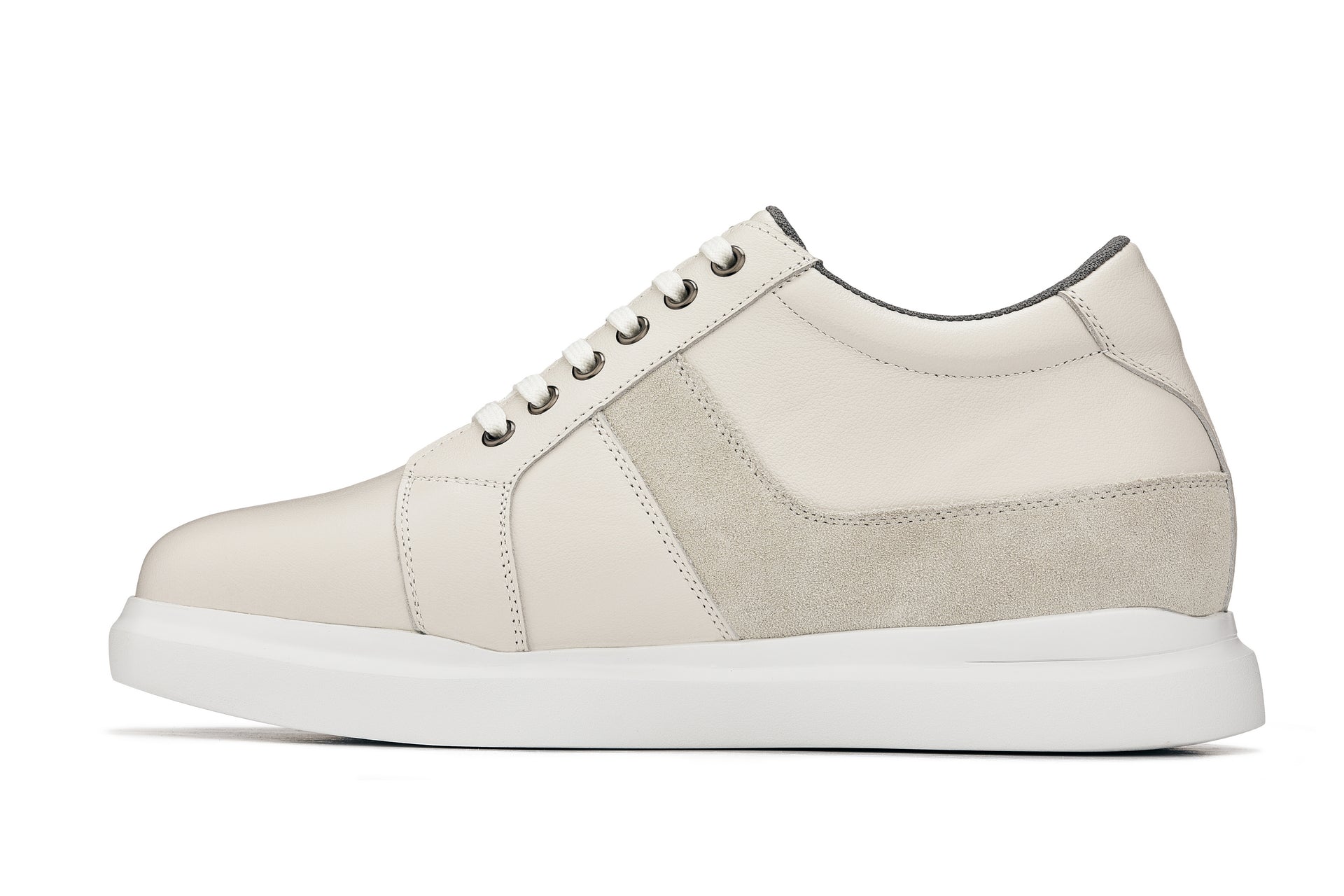 CALTO - K1531 - 3 Inches Taller (Off White) - Lightweight Leather Sneakers - WonderingCloth