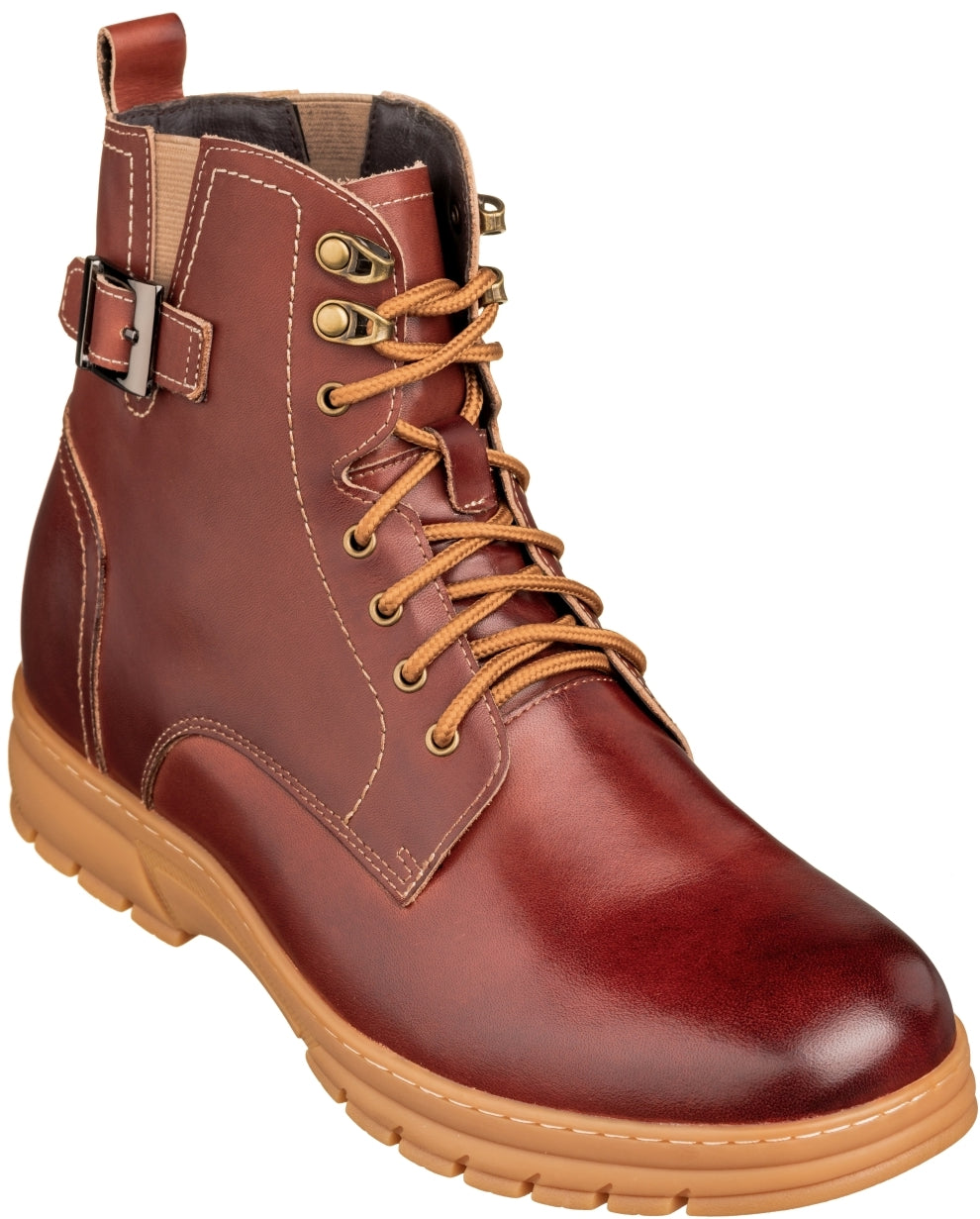 TOTO - K16206 - 2.8 Inches Taller (Cordovan Dark Brown) - High Top Boots - WonderingCloth