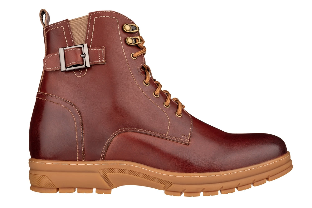 TOTO - K16206 - 2.8 Inches Taller (Cordovan Dark Brown) - High Top Boots - WonderingCloth