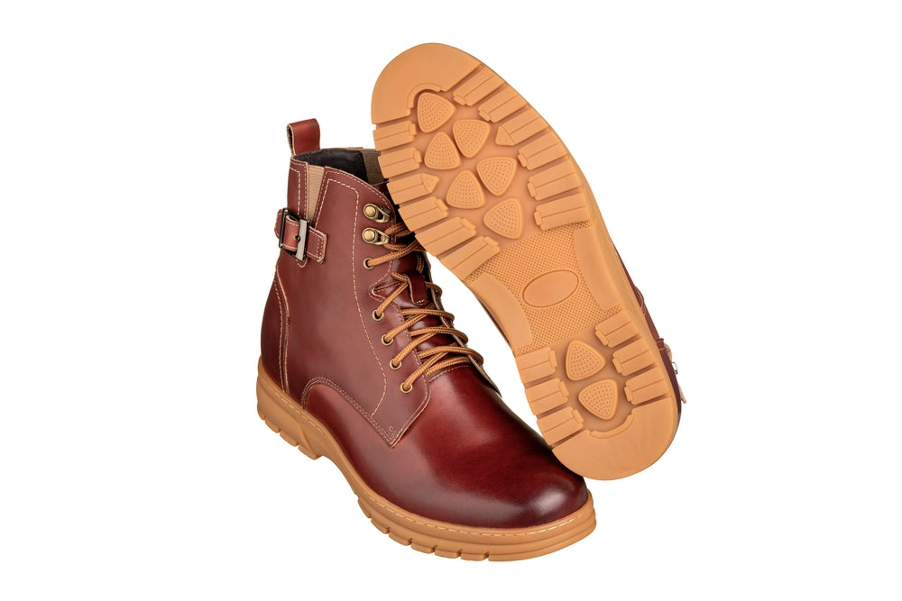 TOTO - K16206 - 2.8 Inches Taller (Cordovan Dark Brown) - High Top Boots - WonderingCloth