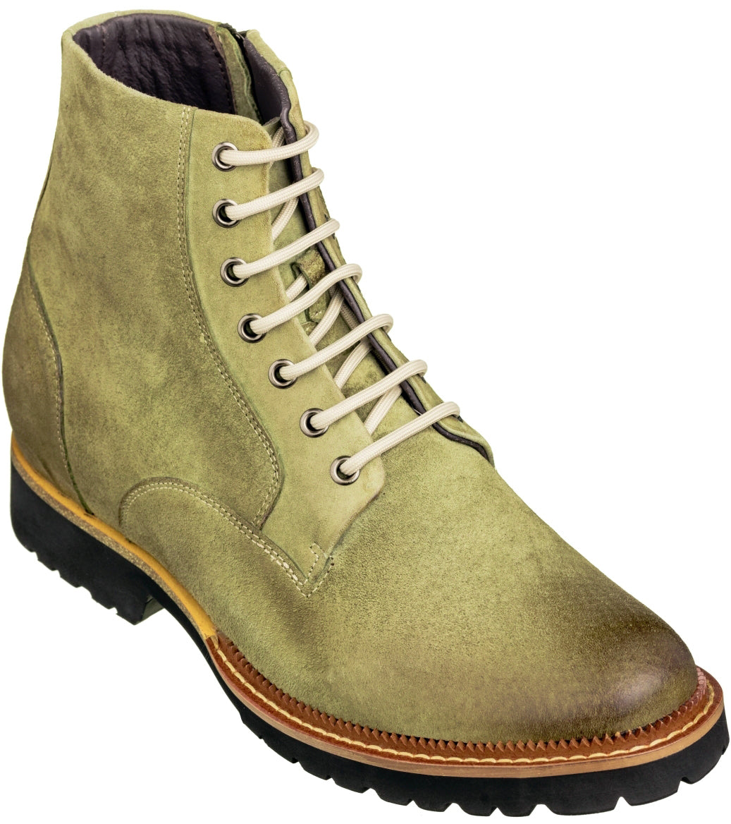 CALTO - K24402 - 3 Inches Taller (Olive) - Casual Zipper Boots - WonderingCloth