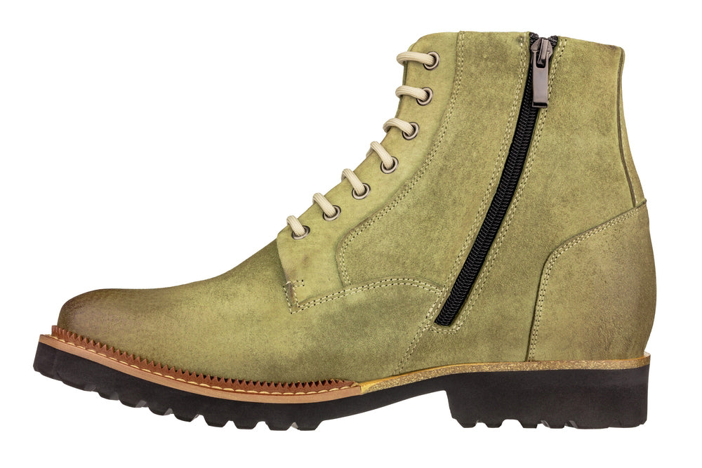 CALTO - K24402 - 3 Inches Taller (Olive) - Casual Zipper Boots - WonderingCloth