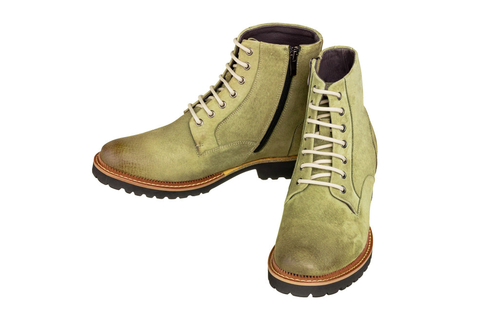 CALTO - K24402 - 3 Inches Taller (Olive) - Casual Zipper Boots - WonderingCloth