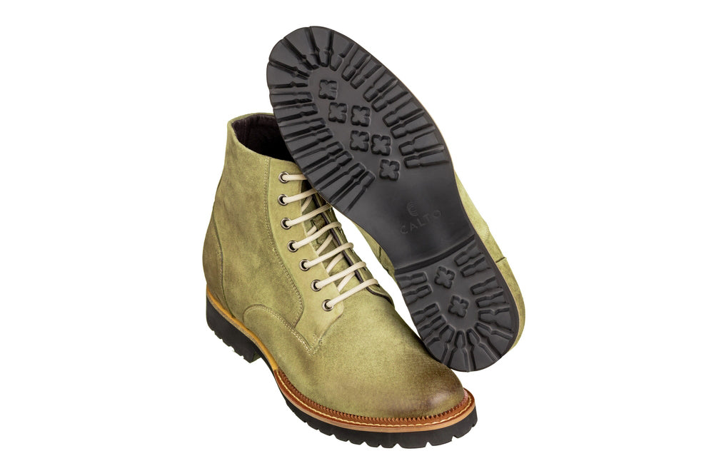 CALTO - K24402 - 3 Inches Taller (Olive) - Casual Zipper Boots - WonderingCloth