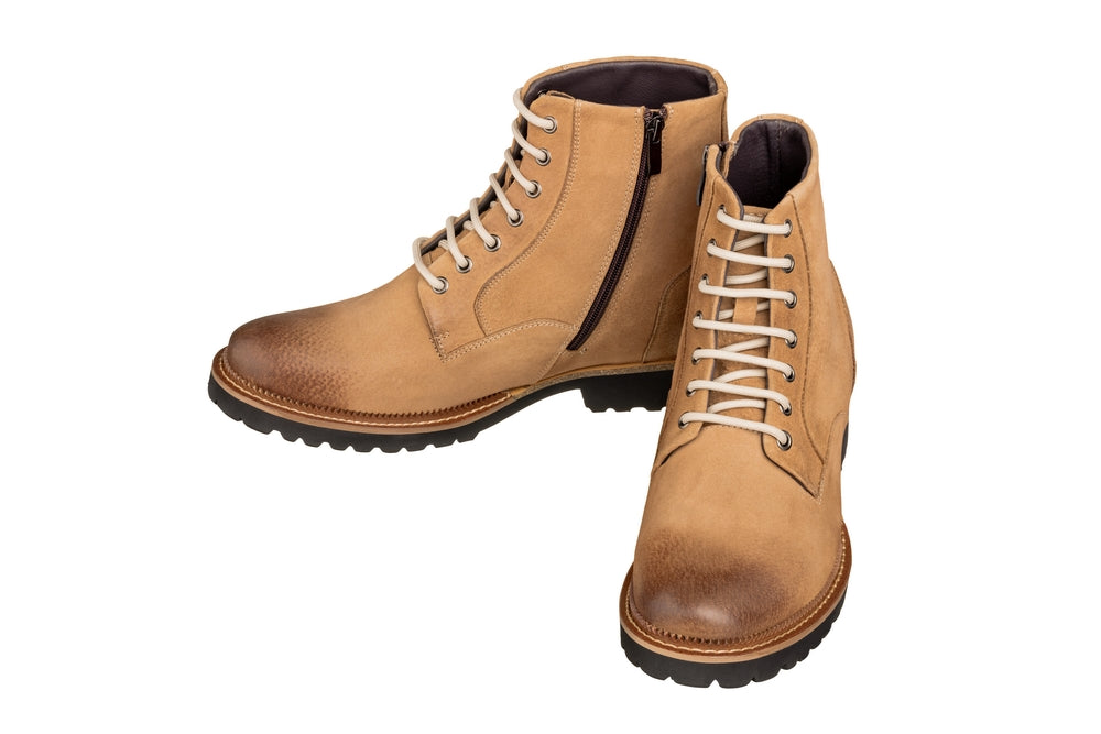 CALTO - K24403 - 3 Inches Taller (Brown) - Casual Zipper Boots - WonderingCloth