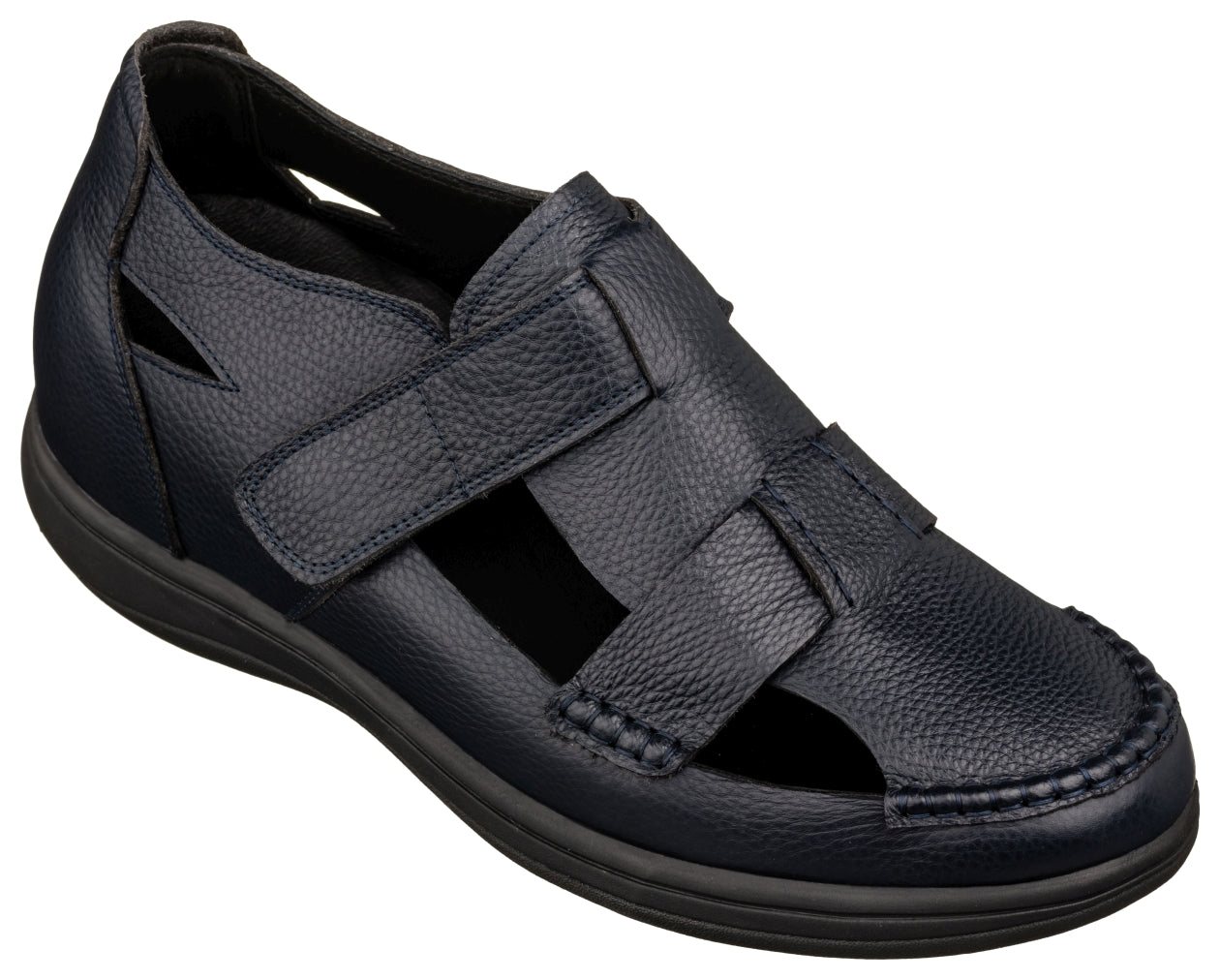 CALTO - K2663 - 3.2 Inches Taller (Navy) - Casual Fisherman Sandal - WonderingCloth