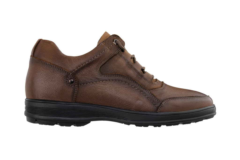 CALTO - K3044 - 2.8 Inches Taller (Brown) - Lace Up Casual Walker - Lightweight - WonderingCloth
