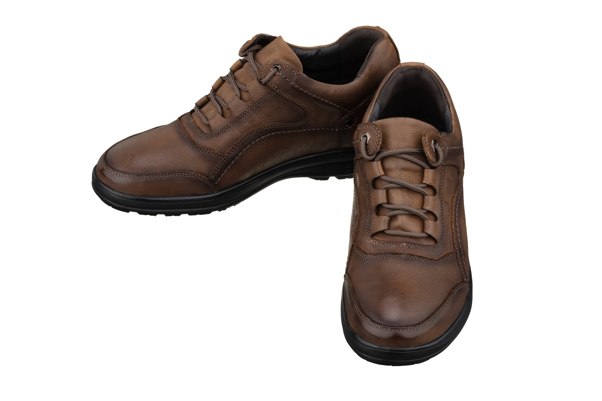 CALTO - K3044 - 2.8 Inches Taller (Brown) - Lace Up Casual Walker - Lightweight - WonderingCloth