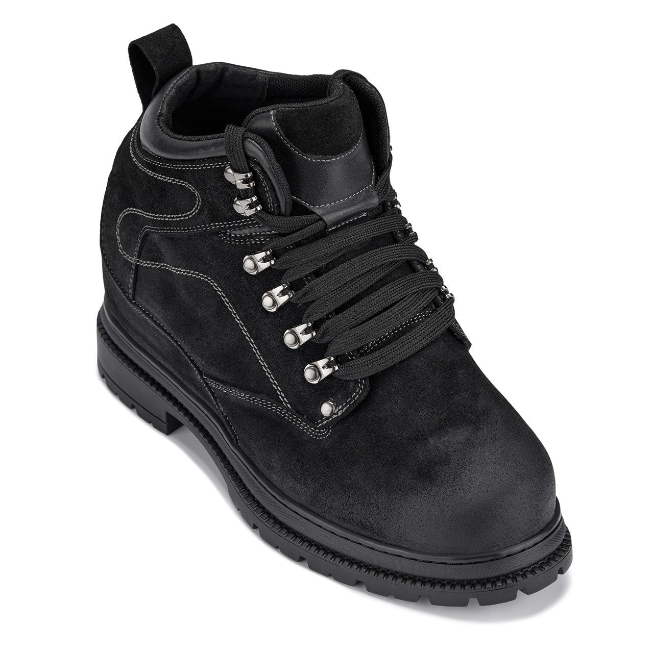 CALDEN 5.2" Taller Black Nubuck Height-Increasing Boots K881802 - WonderingCloth