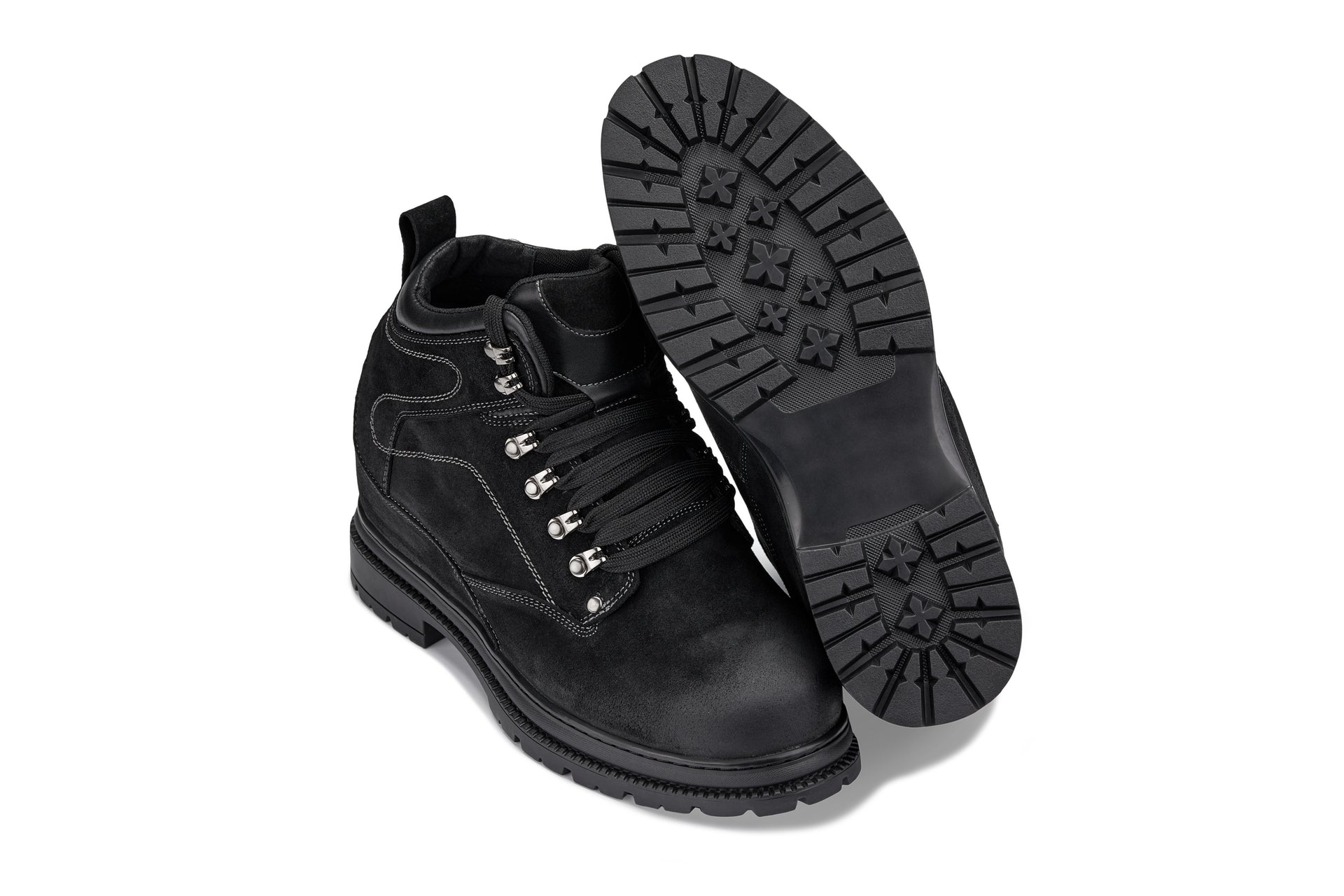 CALDEN 5.2" Taller Black Nubuck Height-Increasing Boots K881802 - WonderingCloth