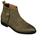 TOTO - K92082 - 3 Inches Taller (Nubuck Army Green) - Chelsea Ankle Boots - WonderingCloth