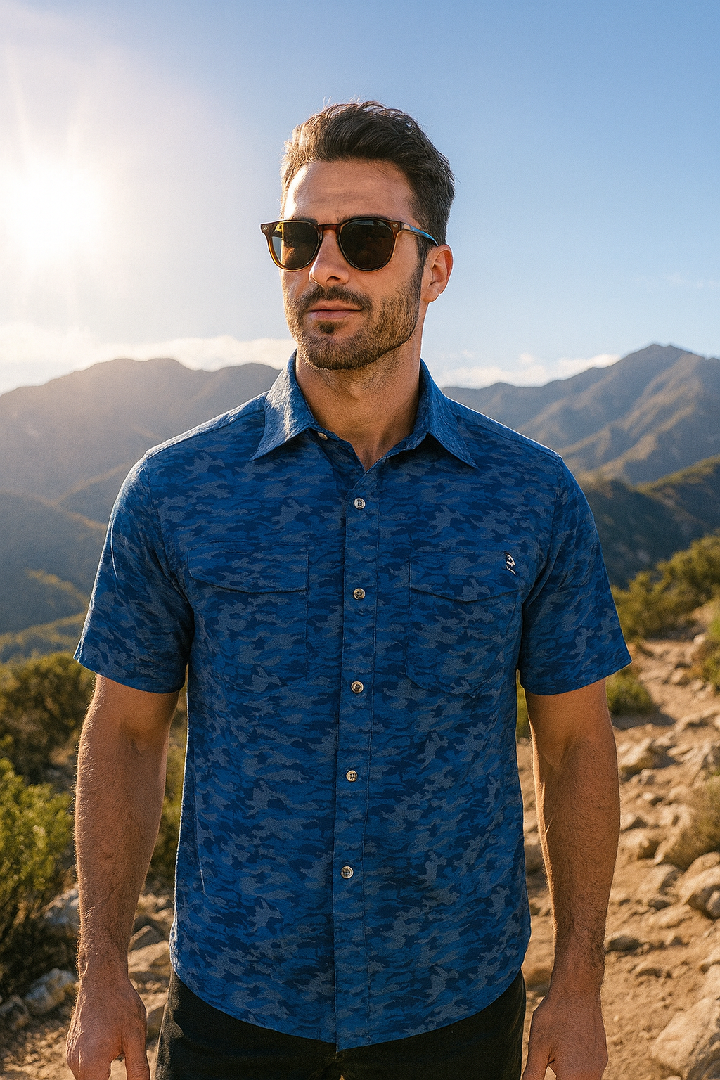 Men's Dot Camo UV Vented Fishing Shirt - WonderingCloth