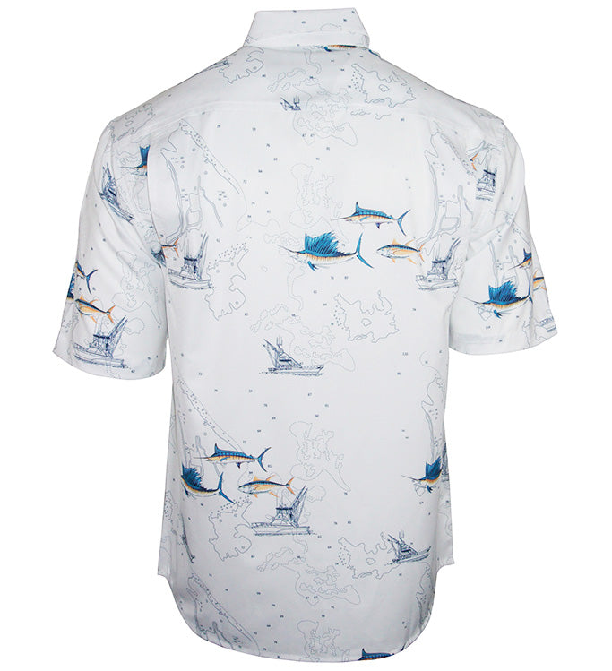 Men's Marine Charts UV Vented Fishing Shirt - WonderingCloth