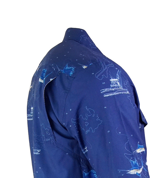 Men's Marine Charts UV Vented Fishing Shirt - WonderingCloth