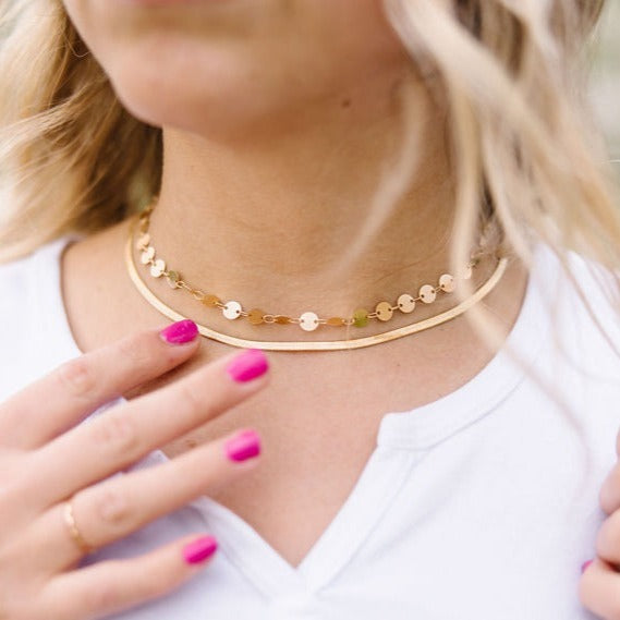 Jade Herringbone Necklace - WonderingCloth