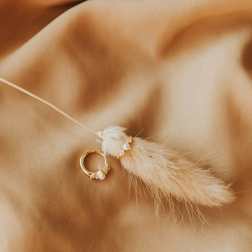 Alexandria Diamond and Pearl Hoops - WonderingCloth