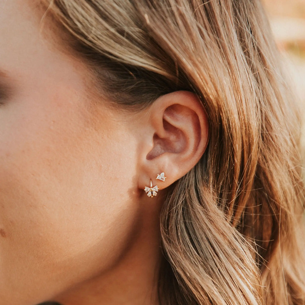 Lucy Diamond Bow Hoops - WonderingCloth