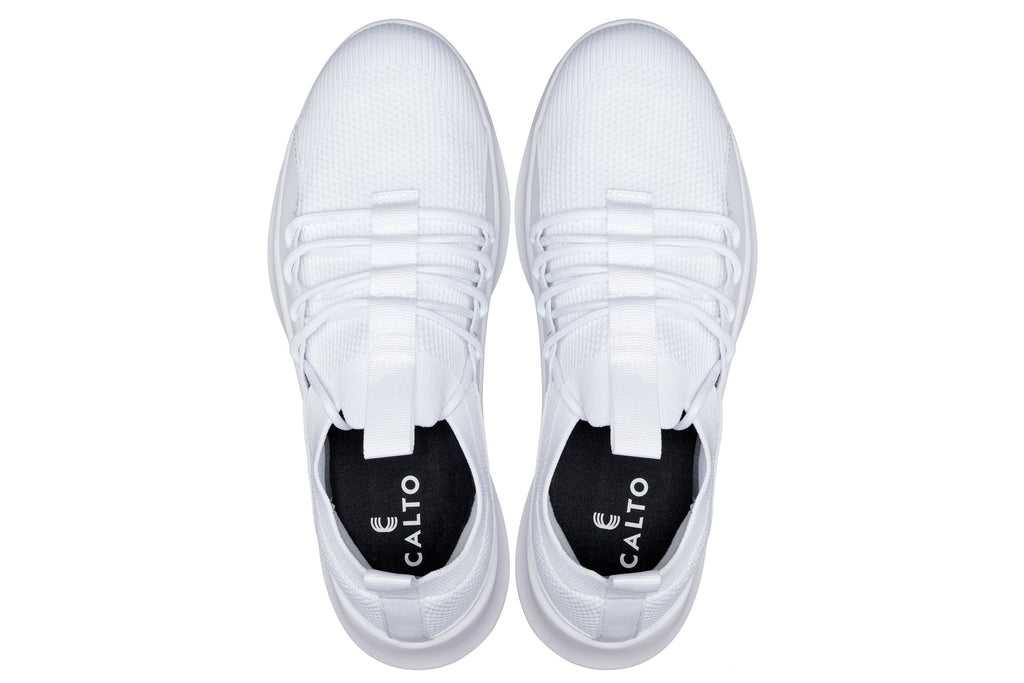 CALTO - Q131 - 2.4 Inches Taller (Off-White/White Sole) - Ultra Lightweight Sneakers - WonderingCloth