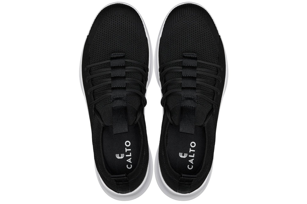 CALTO - Q132 - 2.4 Inches Taller (Black/White Sole) - Ultra Lightweight Sneakers - WonderingCloth