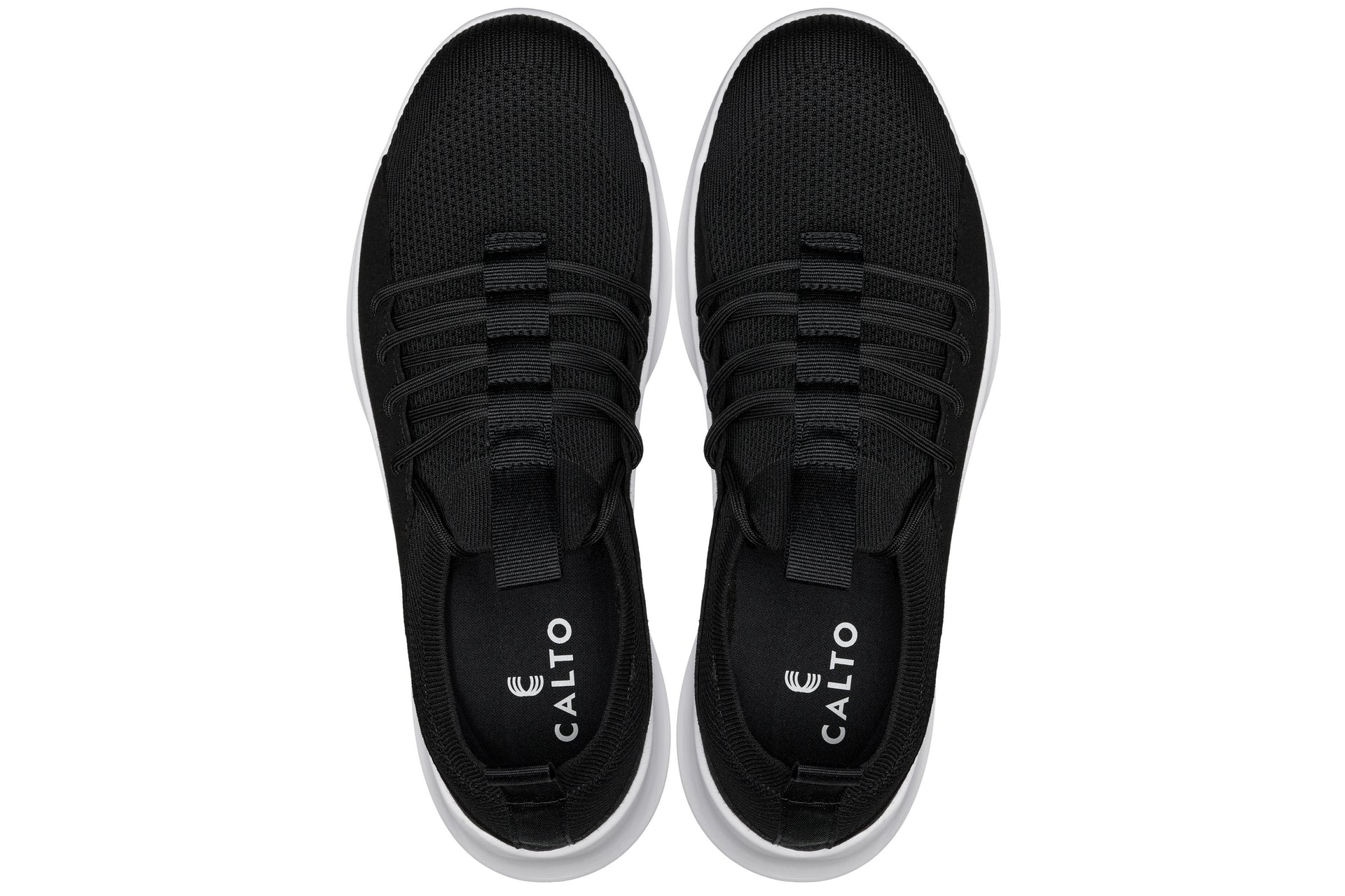 CALTO - Q132 - 2.4 Inches Taller (Black/White Sole) - Ultra Lightweight Sneakers - WonderingCloth