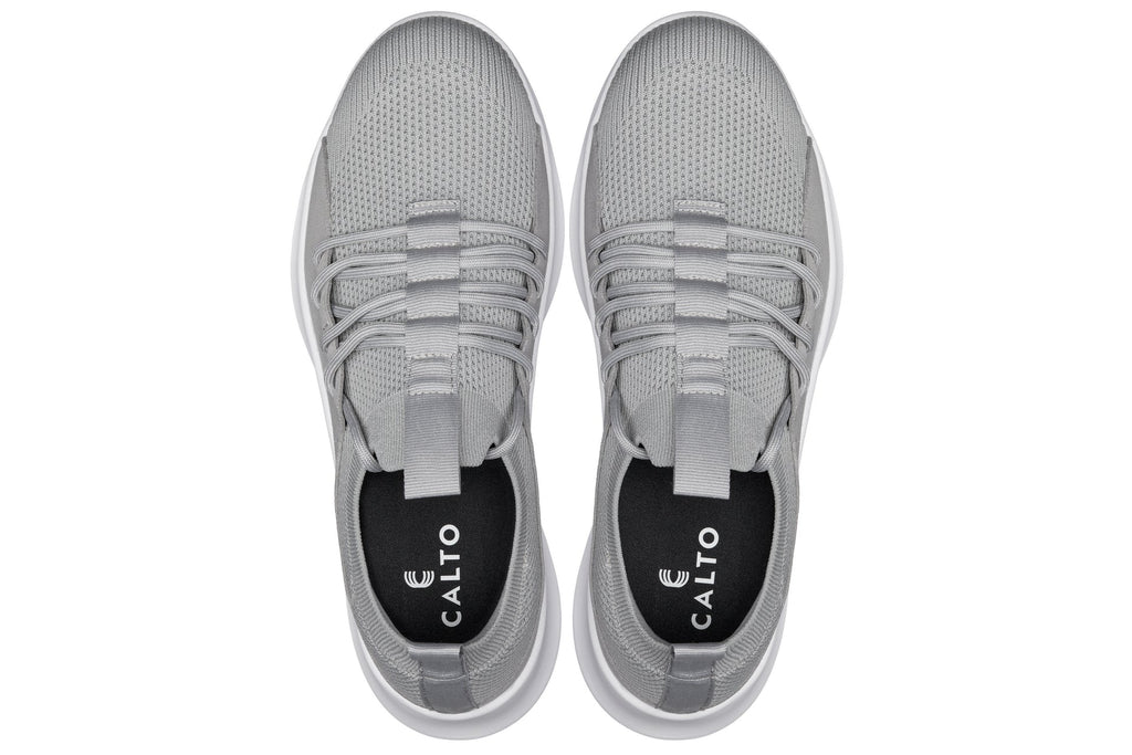 CALTO - Q134 - 2.4 Inches Taller (Light Gray/White Sole) - Ultra Lightweight Sneakers - WonderingCloth