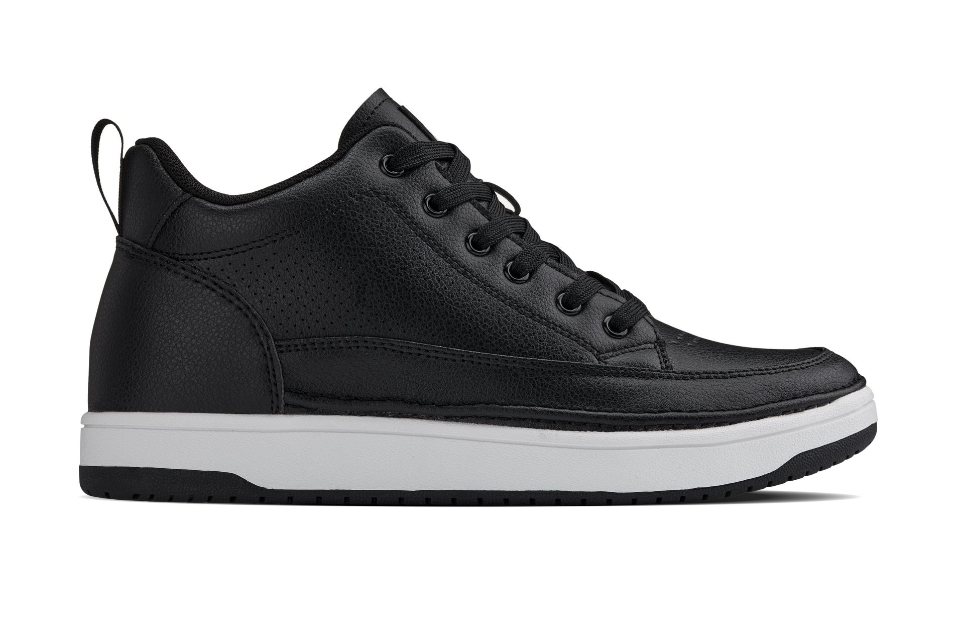 CALTO - Q271  - 2 Inches Taller (Black Noir) - Elevated Leatherette Micro-Perforated Sneakers - WonderingCloth