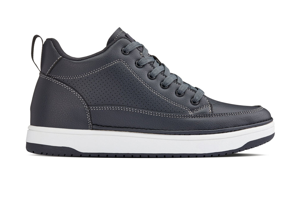 CALTO - Q273  - 2 Inches Taller (Cement Grey) -Elevated Leatherette Micro-Perforated Sneakers - WonderingCloth