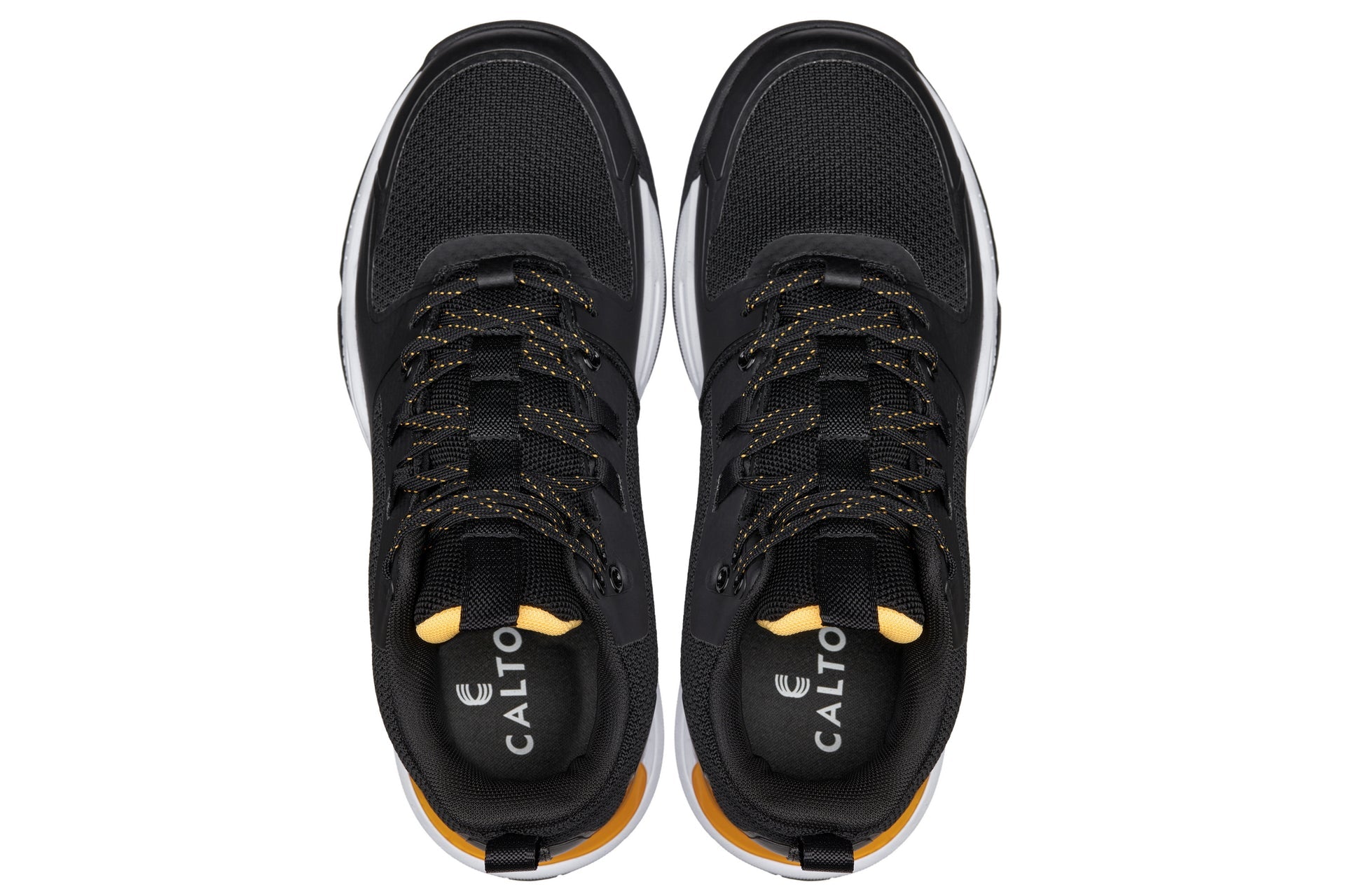 CALTO - Q391 - 3 Inches Taller (Black/Orange) - Basketball High-Top Sneakers - WonderingCloth