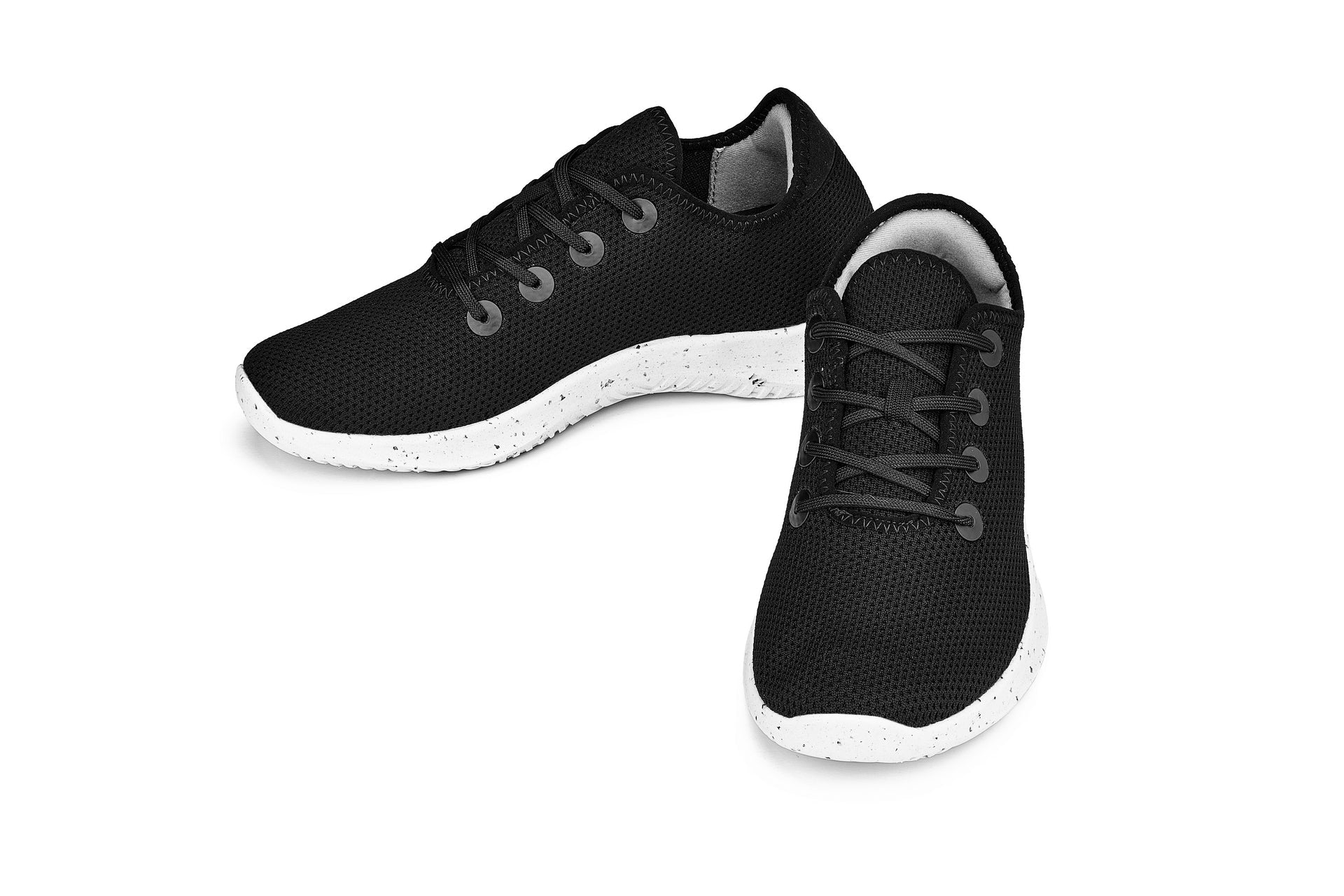 CALTO - Q401 - 2.4 Inches Taller (Black/White & Speckle Sole) - Ultra Lightweight Knitted Sneakers - WonderingCloth