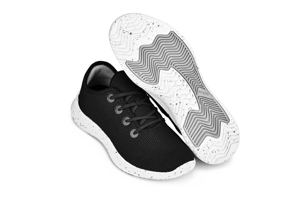 CALTO - Q401 - 2.4 Inches Taller (Black/White & Speckle Sole) - Ultra Lightweight Knitted Sneakers - WonderingCloth