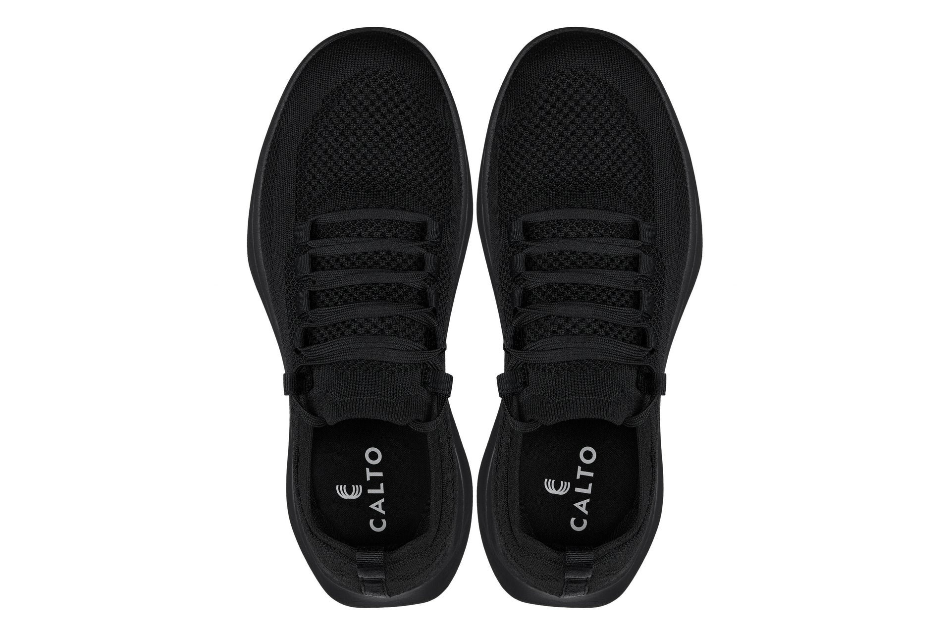 CALTO - QA060 - 2.4 Inches Taller (Black/Black Sole) - Lightweight Knitted Sneakers - WonderingCloth