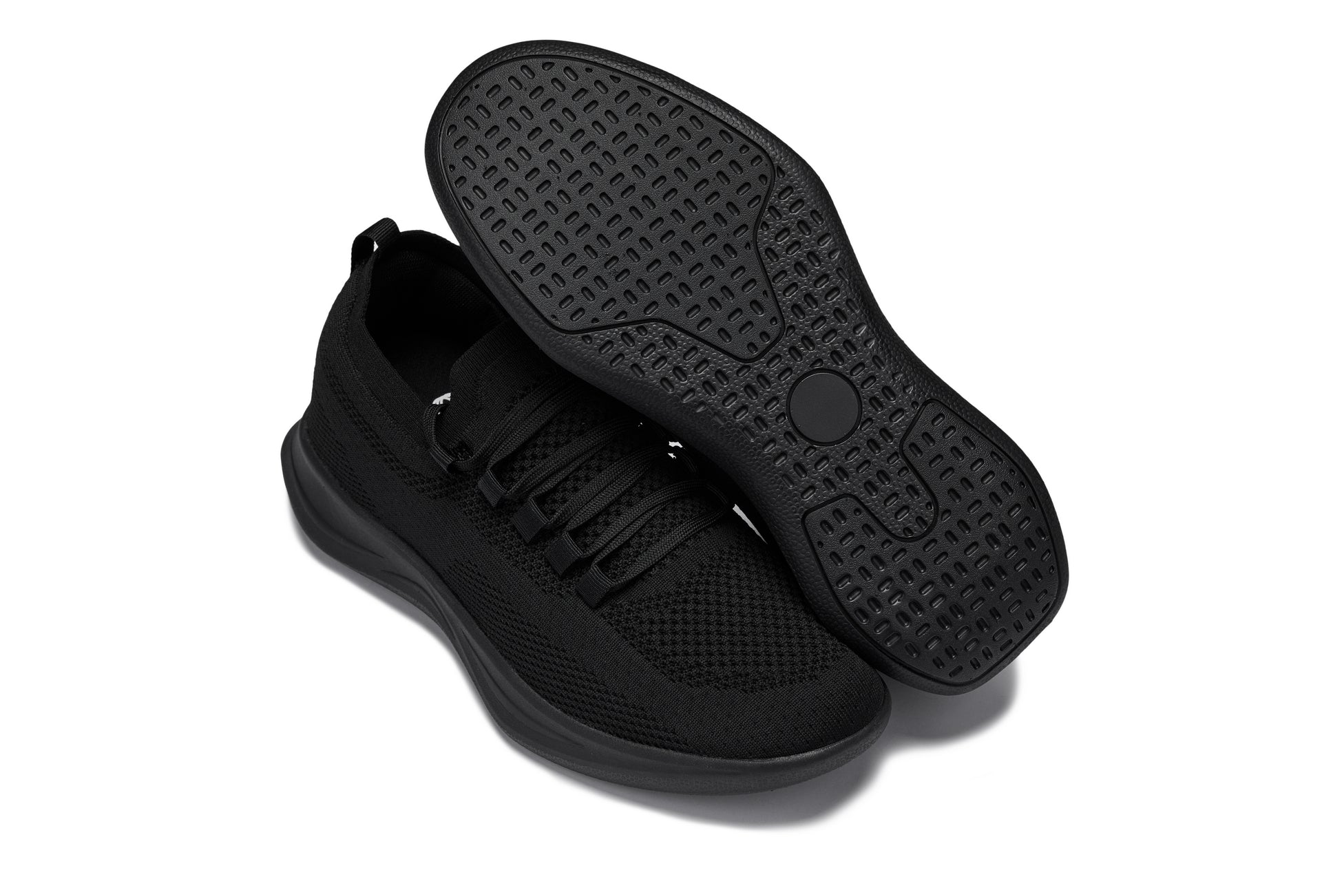 CALTO - QA060 - 2.4 Inches Taller (Black/Black Sole) - Lightweight Knitted Sneakers - WonderingCloth
