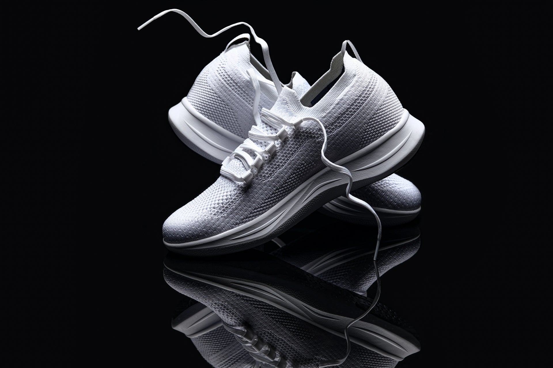CALTO - QA061 - 2.4 Inches Taller (White/White Sole) - Lightweight Knitted Sneakers - WonderingCloth