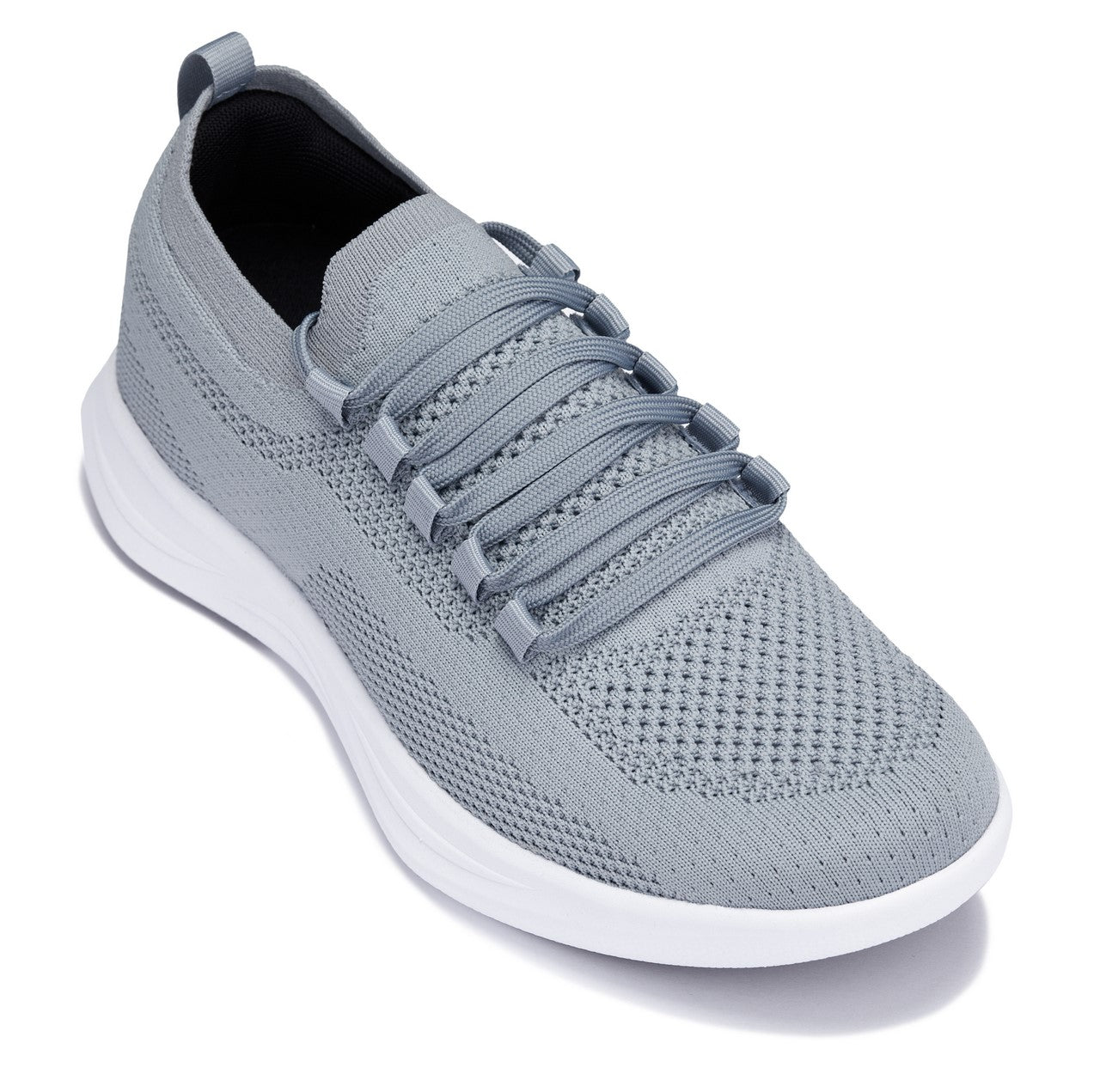 CALTO - QA065 - 2.4 Inches Taller (Grey/White Sole) - Lightweight Knitted Sneakers - WonderingCloth