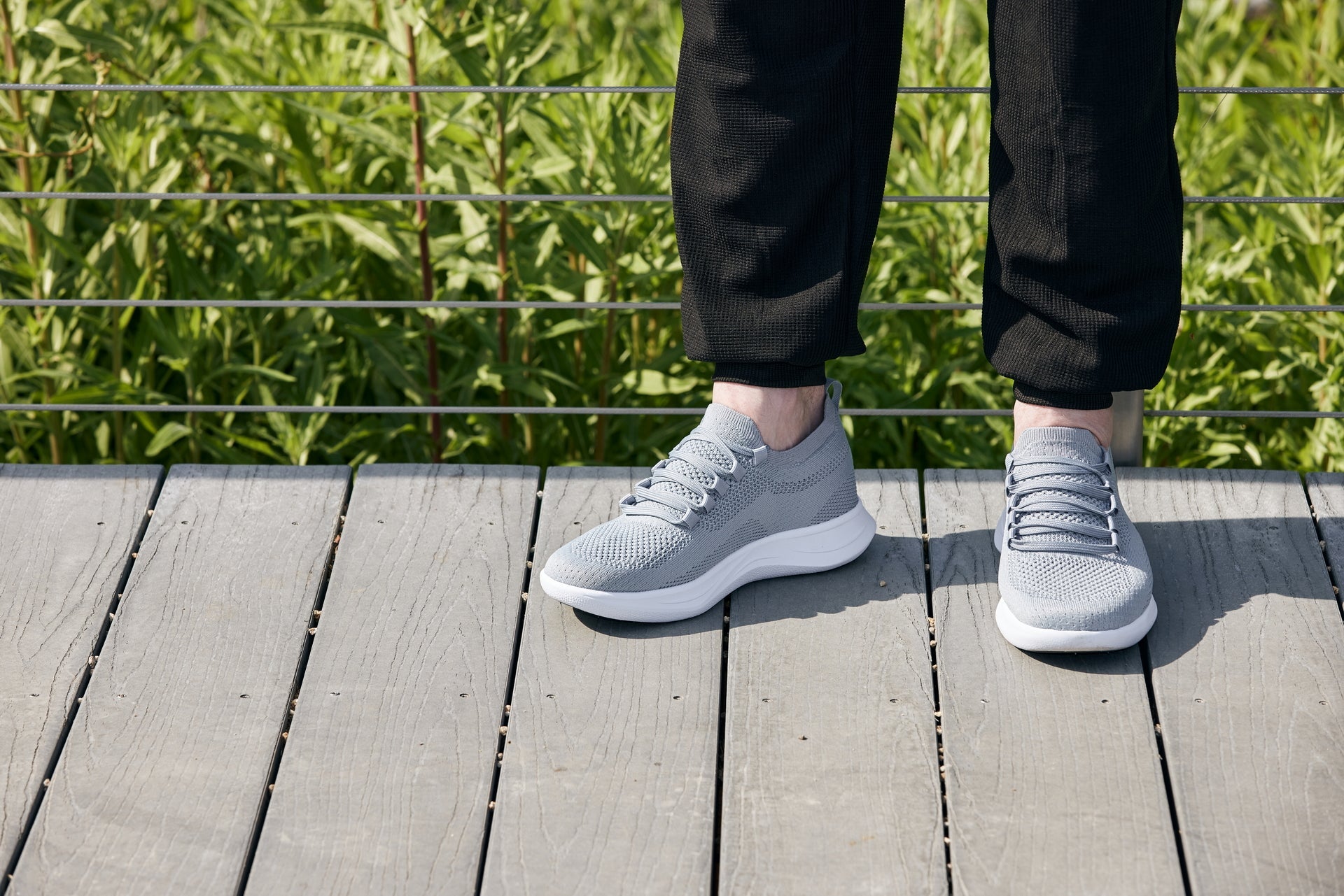 CALTO - QA065 - 2.4 Inches Taller (Grey/White Sole) - Lightweight Knitted Sneakers - WonderingCloth