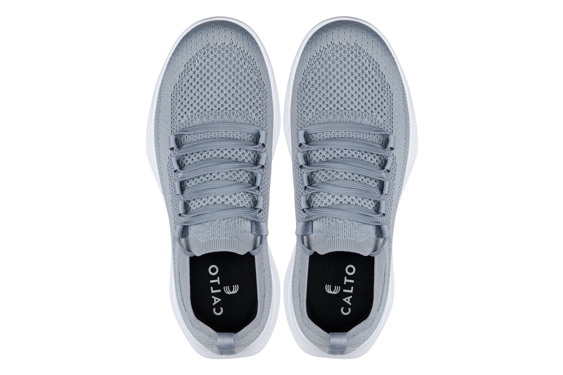 CALTO - QA065 - 2.4 Inches Taller (Grey/White Sole) - Lightweight Knitted Sneakers - WonderingCloth