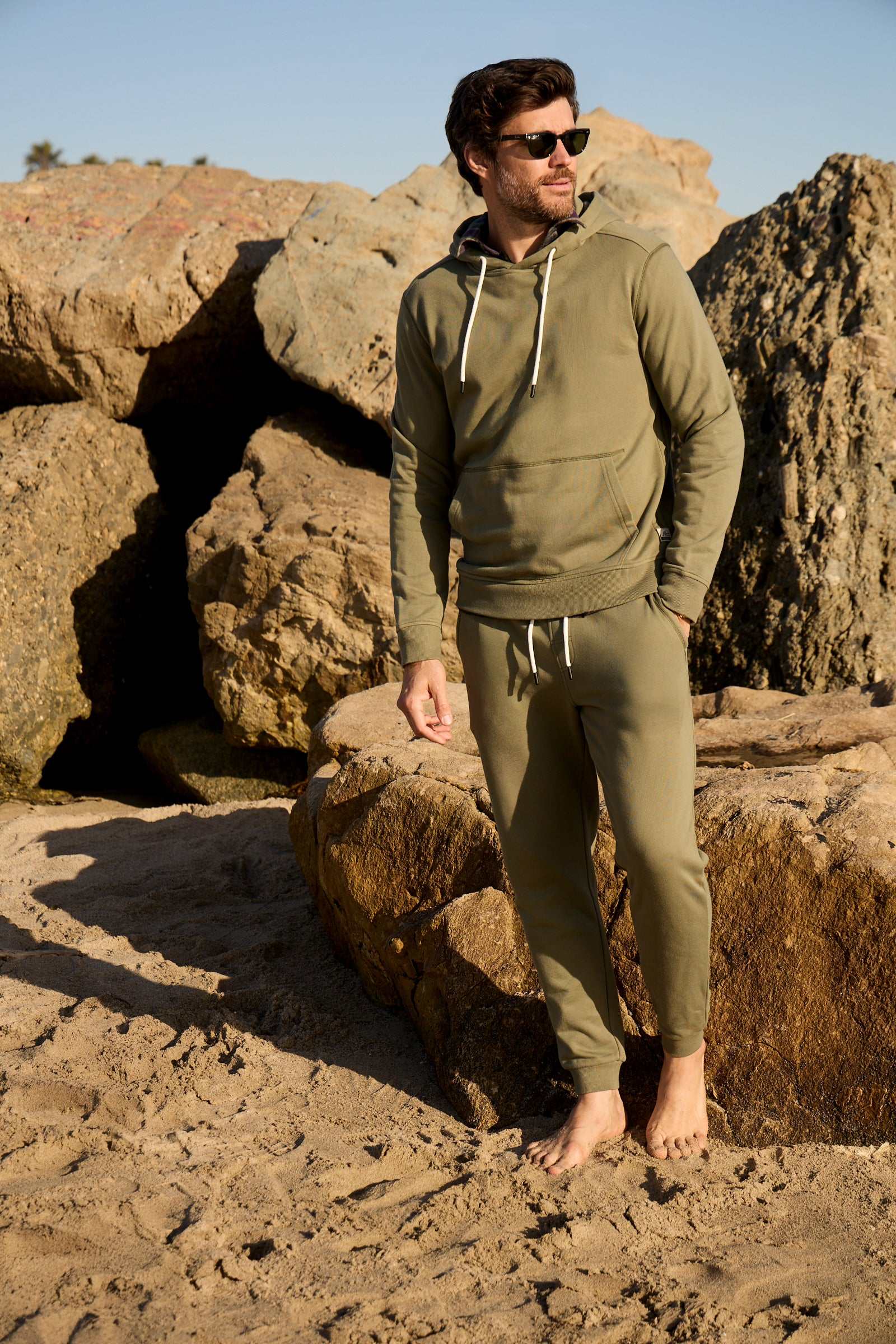 Dune Drawstring Terry Jogger - Lichen Green - WonderingCloth
