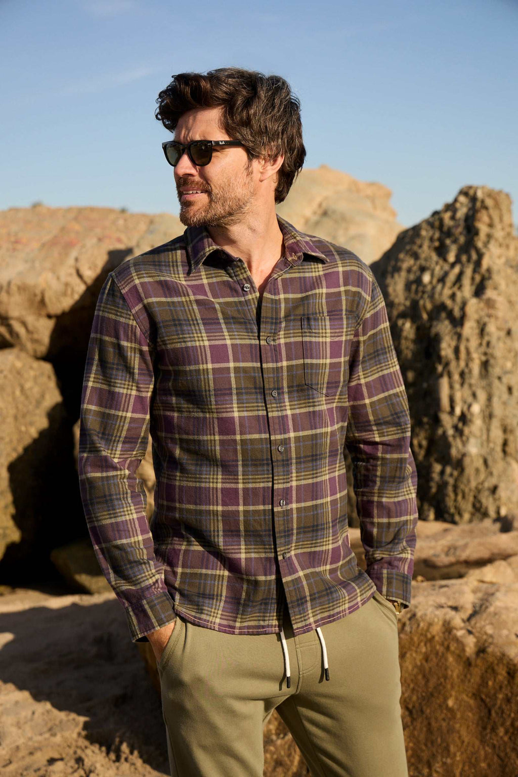 Brian Flannel Plaid Shirt - Grape Combo - WonderingCloth