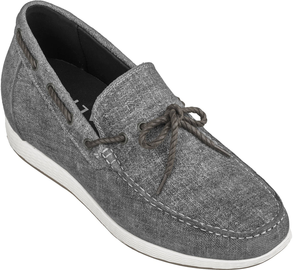 CALTO Denim Grey Boat Shoes - 2.4 Inches - S1101 - WonderingCloth