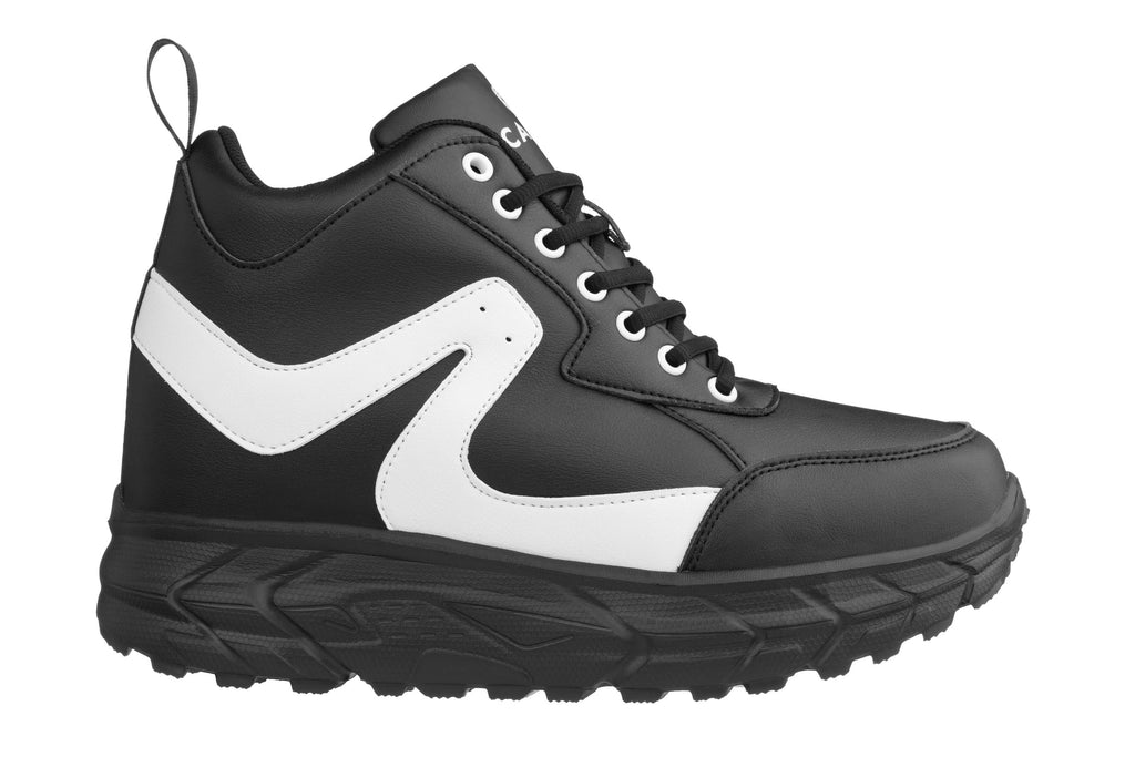 CALTO - S22772 - 4 Inches Taller (Black/White) - Hiking Style Boots - WonderingCloth