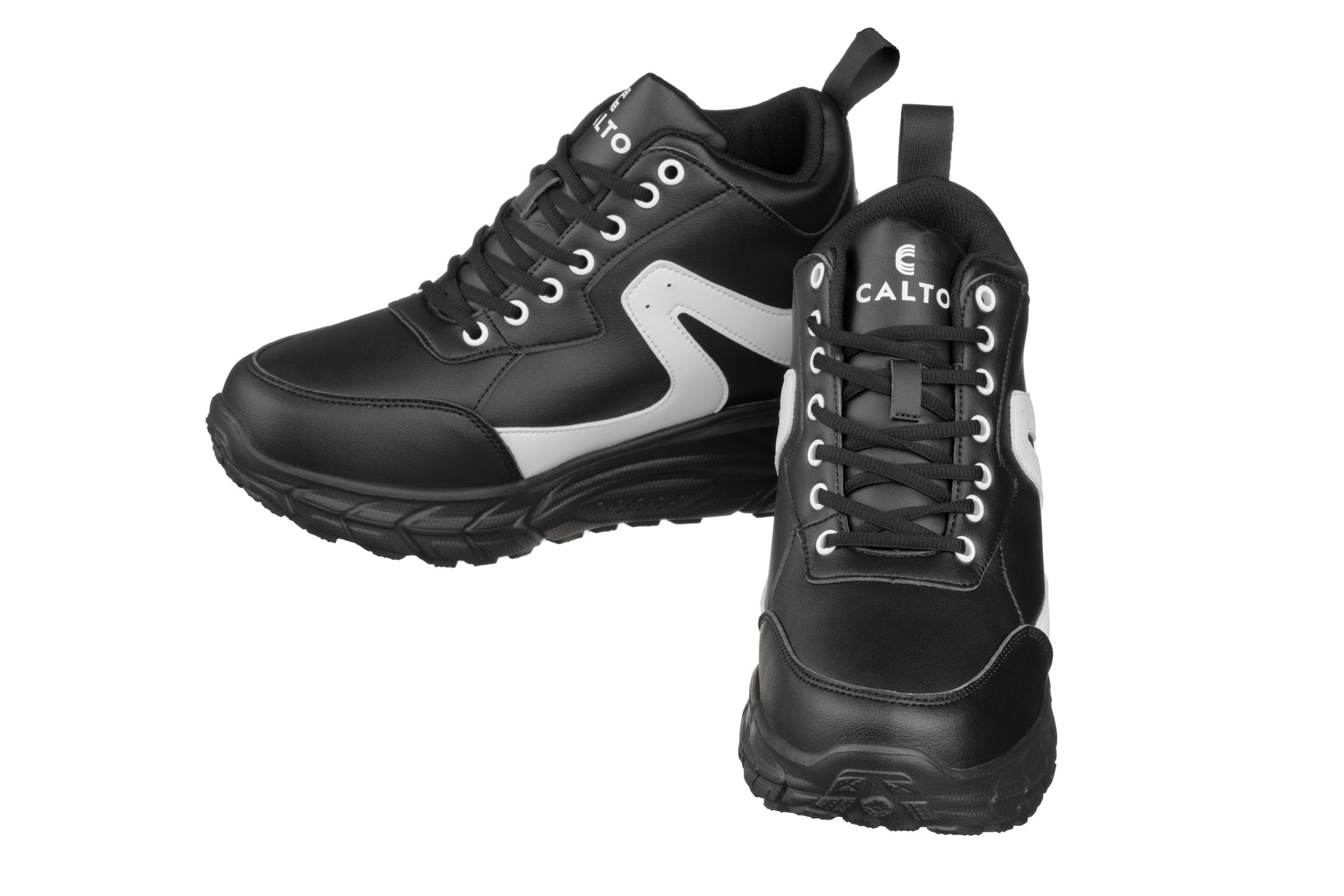 CALTO - S22772 - 4 Inches Taller (Black/White) - Hiking Style Boots - WonderingCloth