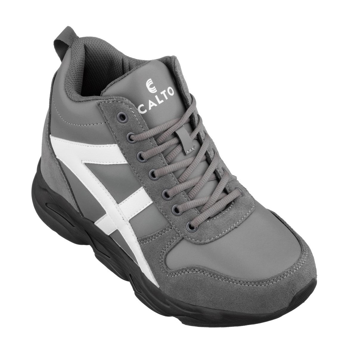 CALTO - S22781 - 3.6 Inches Taller (Grey/White) - Hiking Style Boots - WonderingCloth