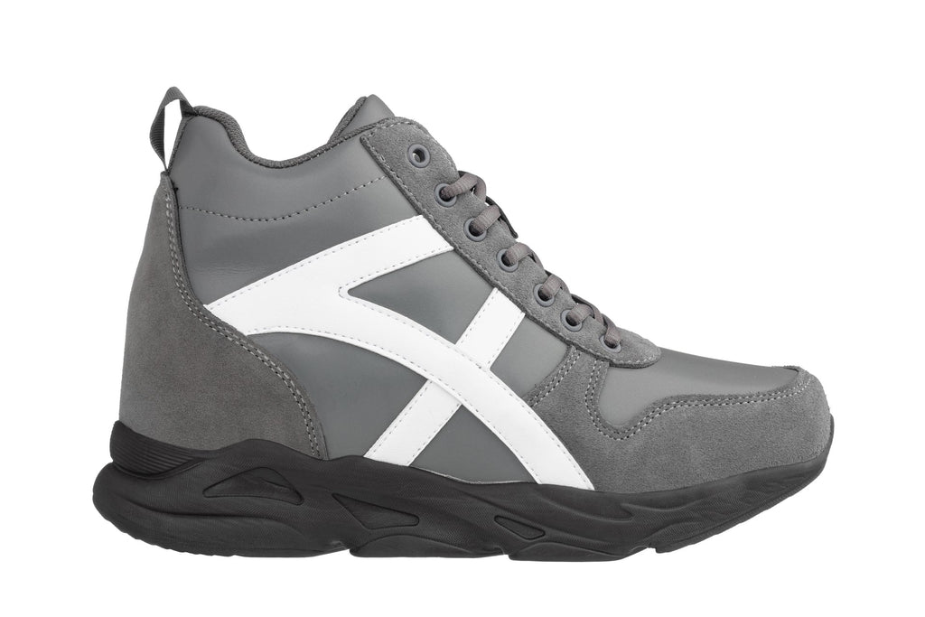 CALTO - S22781 - 3.6 Inches Taller (Grey/White) - Hiking Style Boots - WonderingCloth