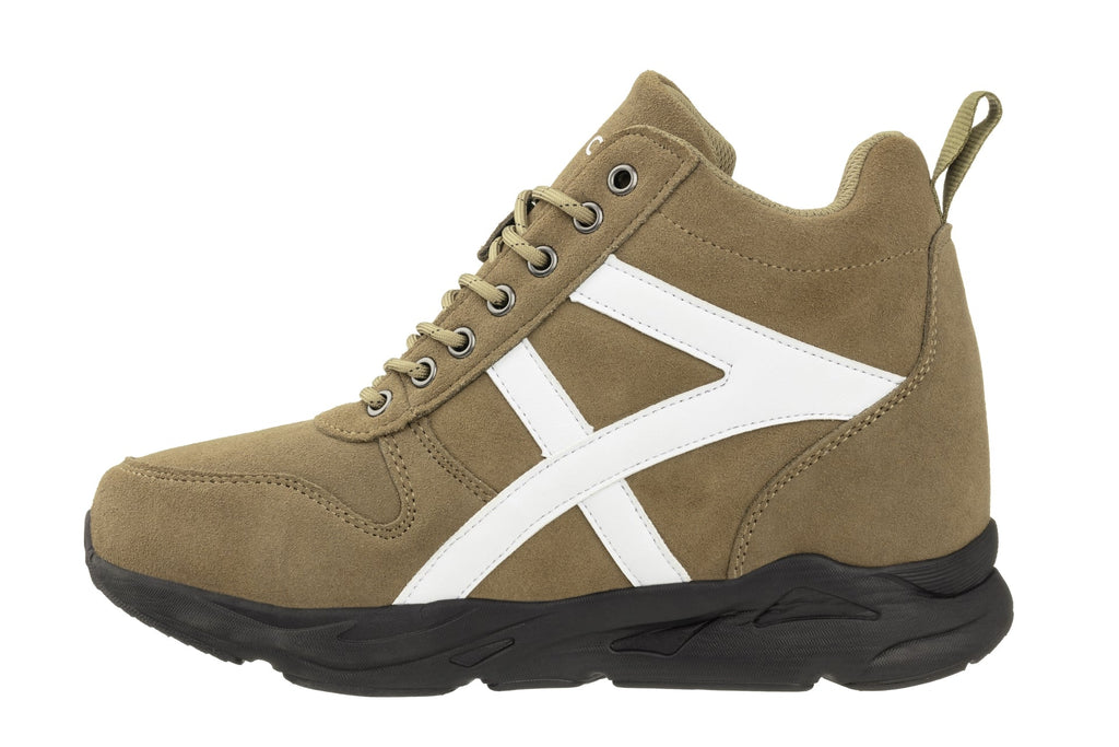 CALTO - S22782 - 3.6 Inches Taller (Khaki/White) - Hiking Style Boots - WonderingCloth