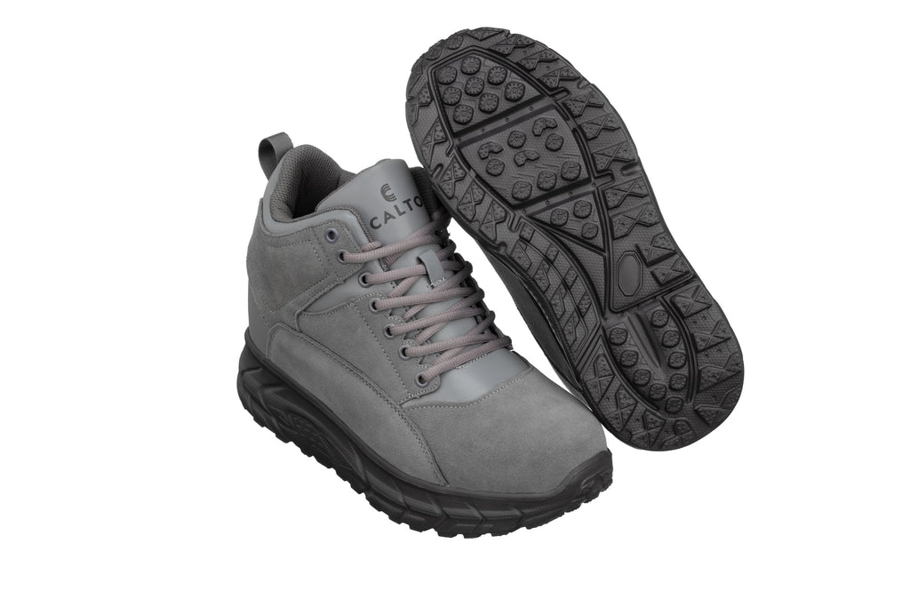 CALTO - S22800 - 4 Inches Taller (Grey) - Hiking Style Boots - WonderingCloth