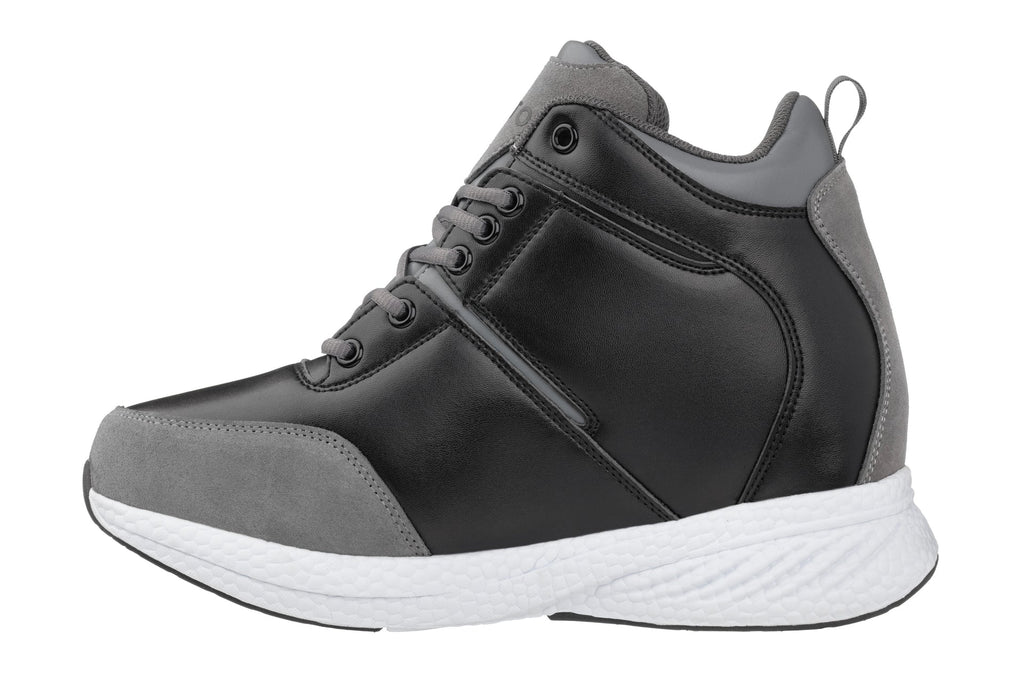 CALTO - S22817 - 3.6 Inches Taller (Black/Grey) - High - Top Sneakers - WonderingCloth