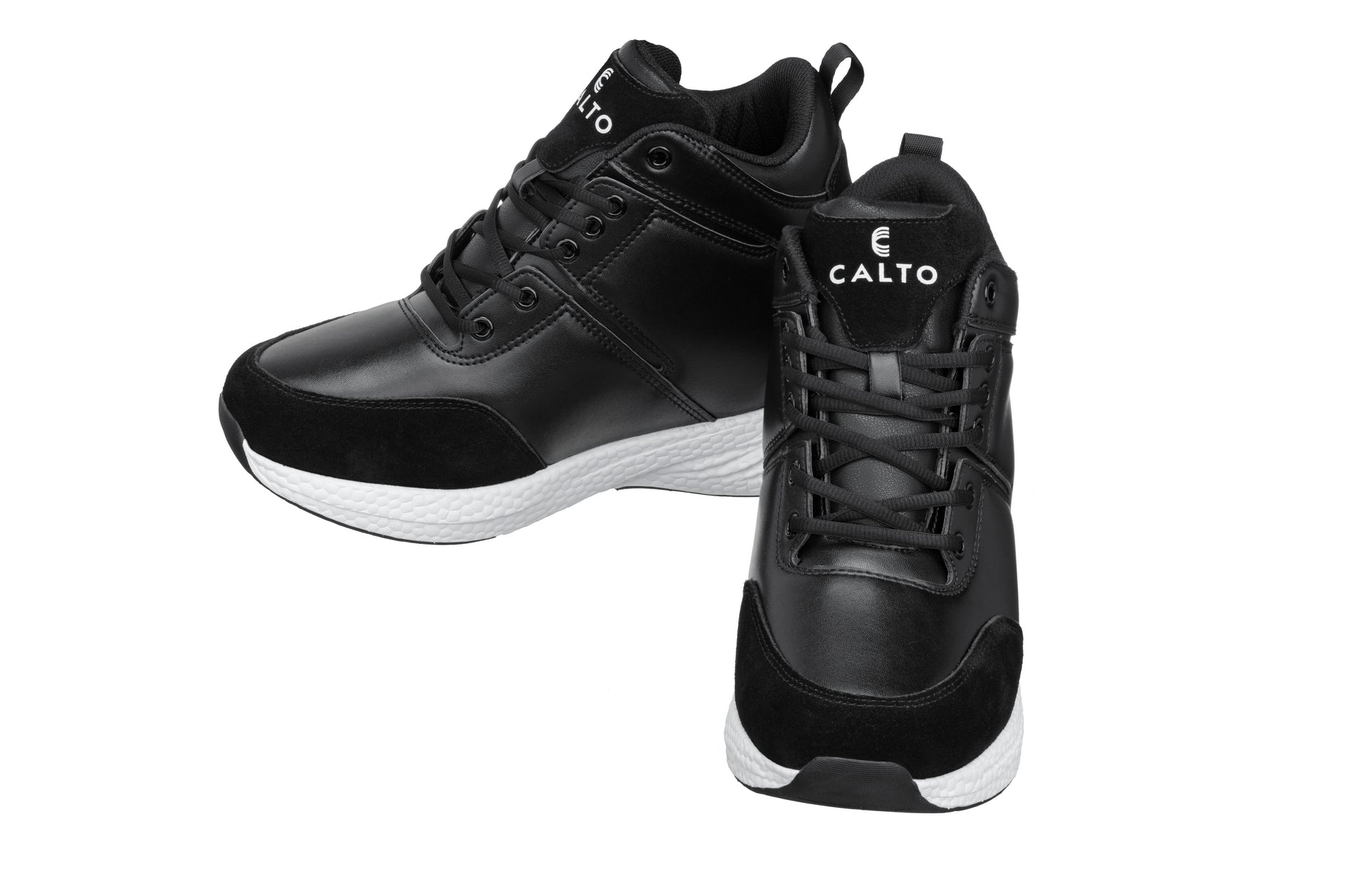 CALTO - S22818 - 3.6 Inches Taller (Black) - High - Top Sneakers - WonderingCloth
