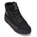 CALTO - S3422 - 2.4 Inches Taller (Black/Coffee Brown) - Cap Toe High Top Zip-Up Sneaker Boots - WonderingCloth