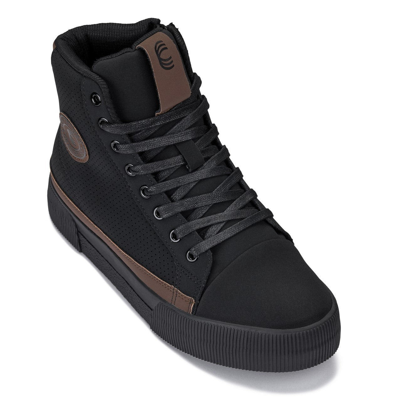 CALTO - S3422 - 2.4 Inches Taller (Black/Coffee Brown) - Cap Toe High Top Zip-Up Sneaker Boots - WonderingCloth
